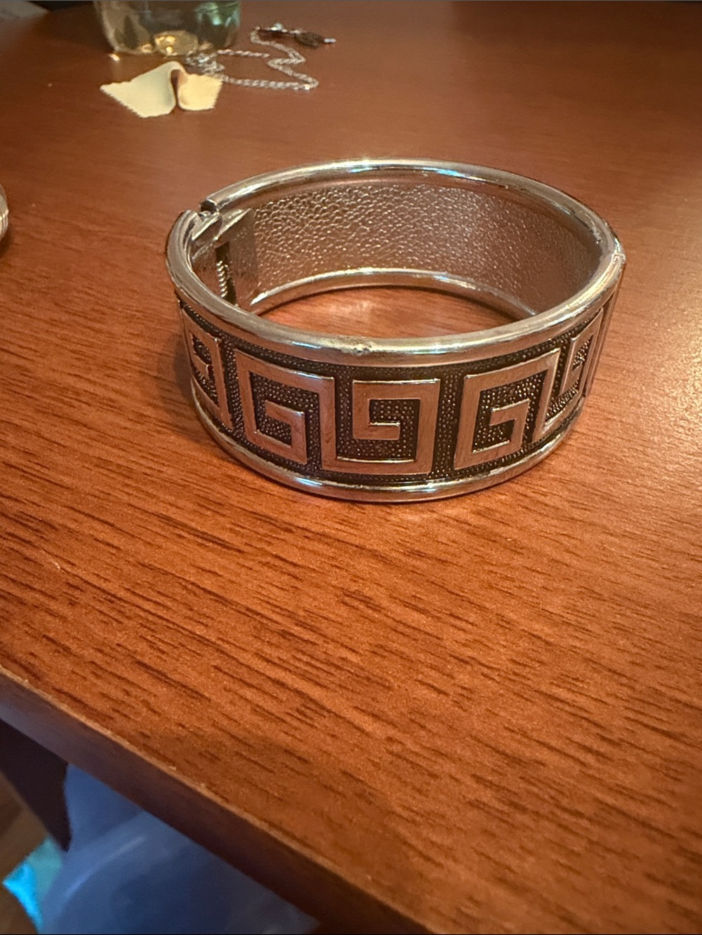 Women’s Silver and Black Greek Key Cuff Bracelet